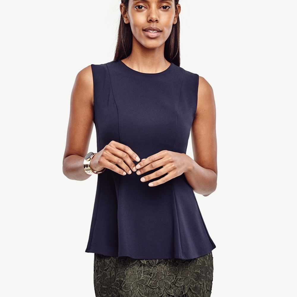 Ann Taylor Sleeveless Peplum Tank Blue Size 4